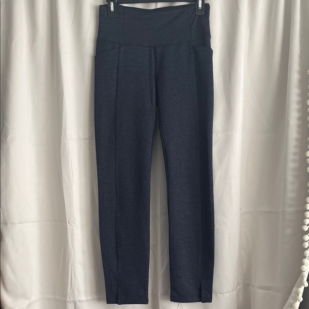 Athleta Womens Navy Blue Mercer Herringbone Tight Legging Pant Size XS